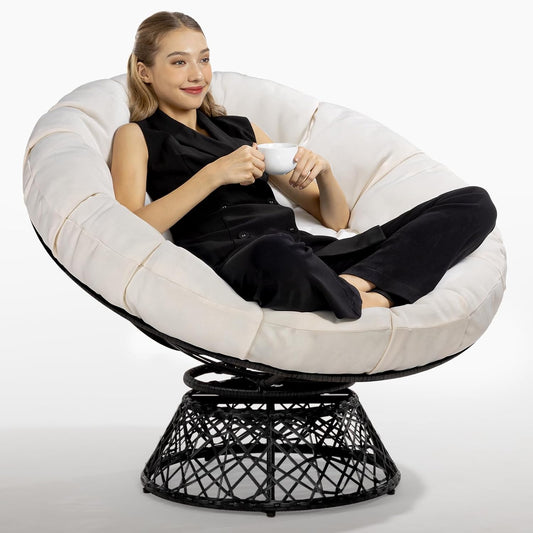 Bme 40" Ergonomic Wicker Papasan Chair