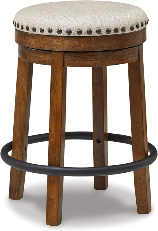 Signature Design by Ashley Valebeck 24" Counter Height Upholstered Swivel Stool, Brown & Black
