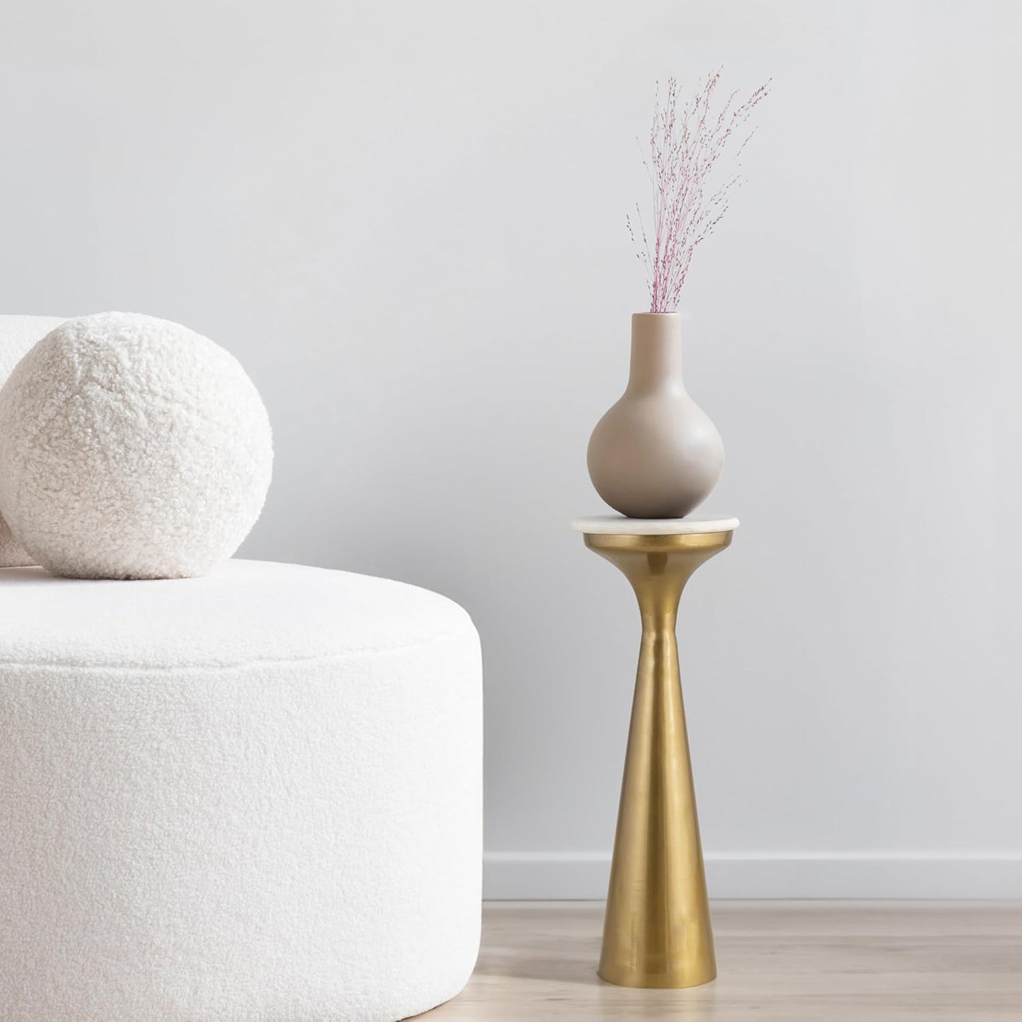 JONATHAN Y END1009A Oliver 22.25" Mid-Century Glam Retro Metal Drink Table with Marble Top, Gold/White for Living Room, Bedroom, Office, Bathroom