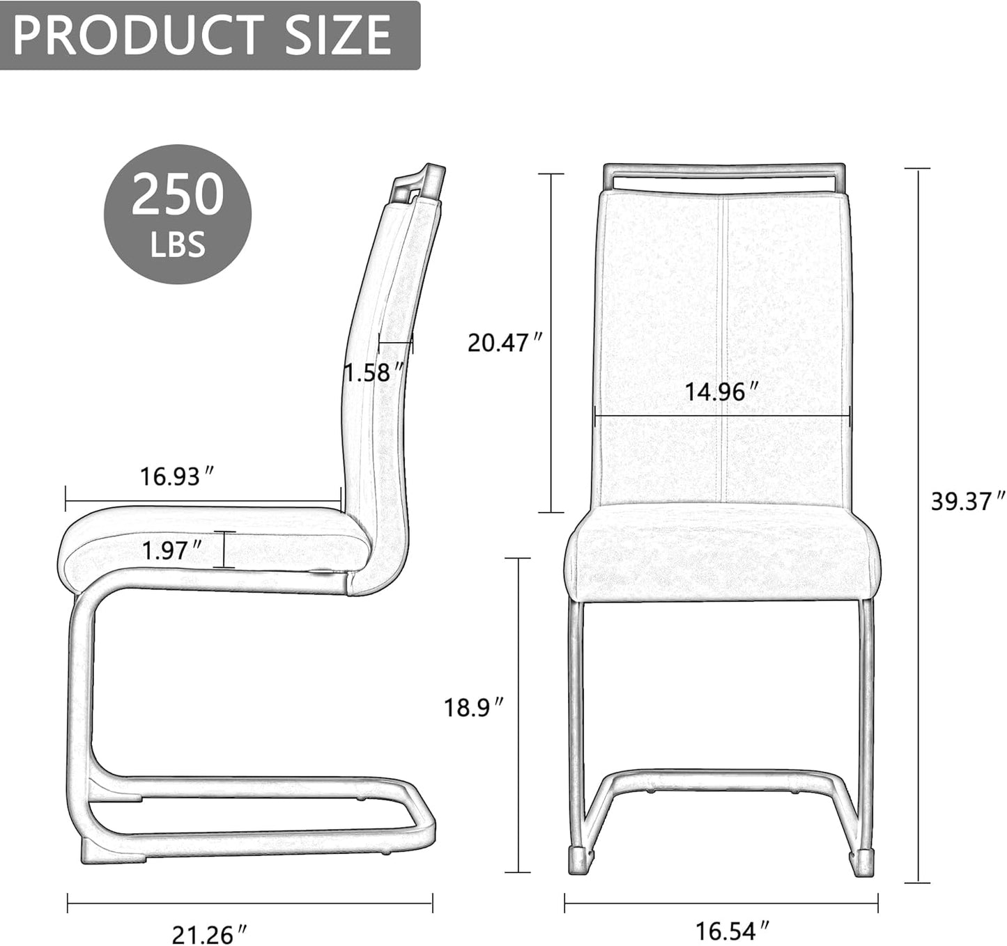 Modern Dining Chairs Set of 8, High Back Kitchen Chairs,Faux Leather Side Chair with Metal Legs, Easy to Clean Upholstered Dining Chairs, Ideal for Living Room(Silver Leg)