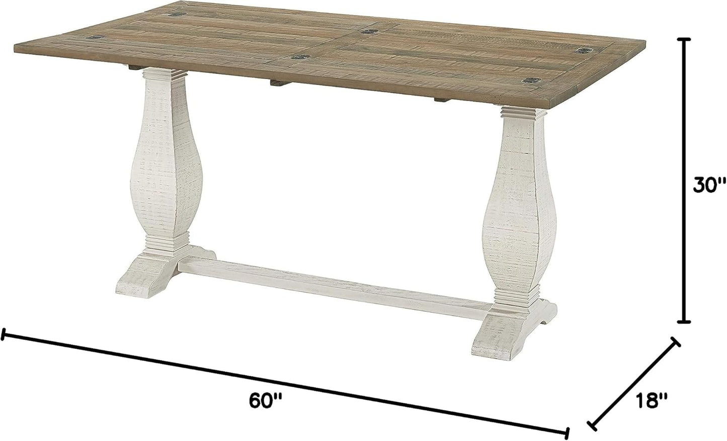 Martin Svensson Home Napa, Flip Top Sofa Console Table, White Stain and Reclaimed Natural