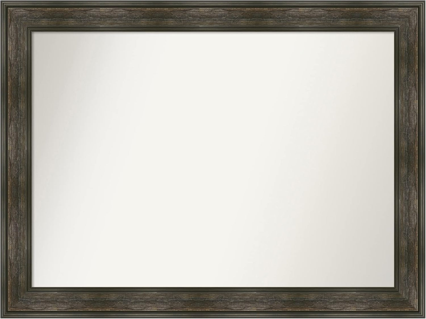 Amanti Art Brown Bathroom Mirror for Over Sink, 33x44 Rail Rustic Char Rectangle Vanity Mirror, X-Large Country Rustic Frame, Hangs Horizonally and Vertically, Bathroom Wall Decor, Non-Beveled Edge