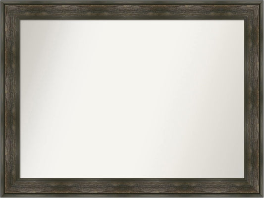 Amanti Art Brown Bathroom Mirror for Over Sink, 33x44 Rail Rustic Char Rectangle Vanity Mirror, X-Large Country Rustic Frame, Hangs Horizonally and Vertically, Bathroom Wall Decor, Non-Beveled Edge