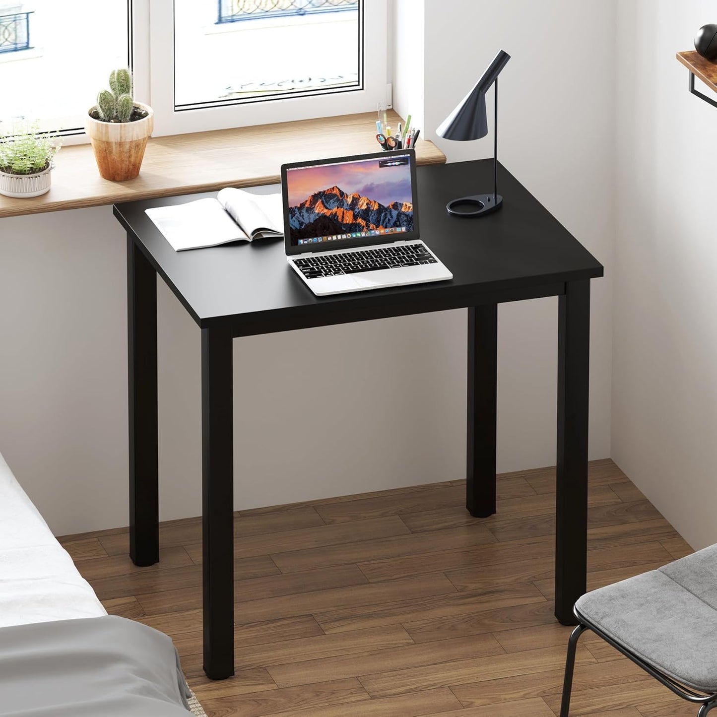 Need Dining Table Small Computer Desk for Home&Office- 31.5" Length Small Writing Desk Gaming Desk Students Laptop Use, Black Desktop & Black Frame AC3CB(80 * 60)