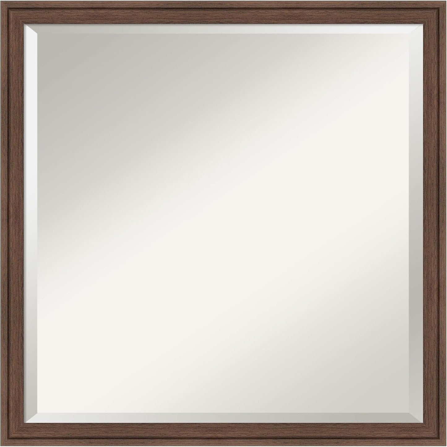 Amanti Art Brown Wall Mirror 22x22 Florence Medium Brown Square Bathroom Mirror for Wall Decor Living Room, Medium Casual Frame, Hangs Horizonally and Vertically, Bathroom Decor, Beveled Edge from WI
