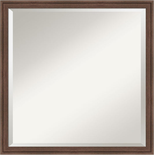Amanti Art Brown Wall Mirror 22x22 Florence Medium Brown Square Bathroom Mirror for Wall Decor Living Room, Medium Casual Frame, Hangs Horizonally and Vertically, Bathroom Decor, Beveled Edge from WI