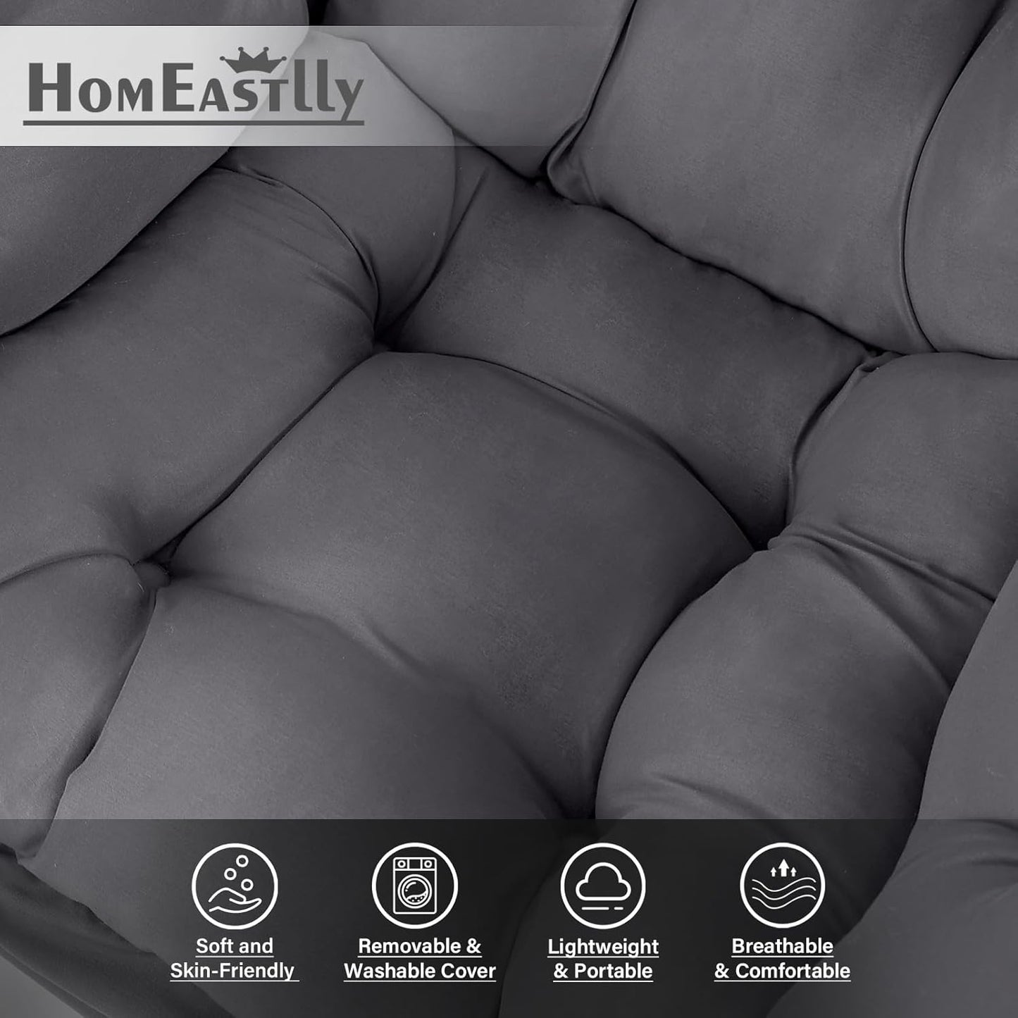 Lazy Chair with Ottoman, Reading Armchair with Armrests and Footrest, Large Modern Lounge Accent Chair with Ottoman, Leisure Sofa Chair for Living Room, Bedroom, Dorm Room (Dark Grey)