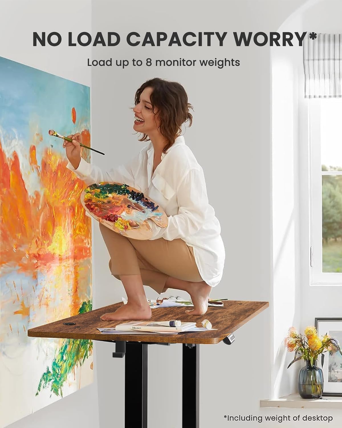 Standing Desk Adjustable Height, 63 x 24 in Electric Sit Stand up Desk for Home Office, Ergonomic Workstation Computer Desk with Two-Piece Desktop, Sit Stand Office Desk, Vintage Brown