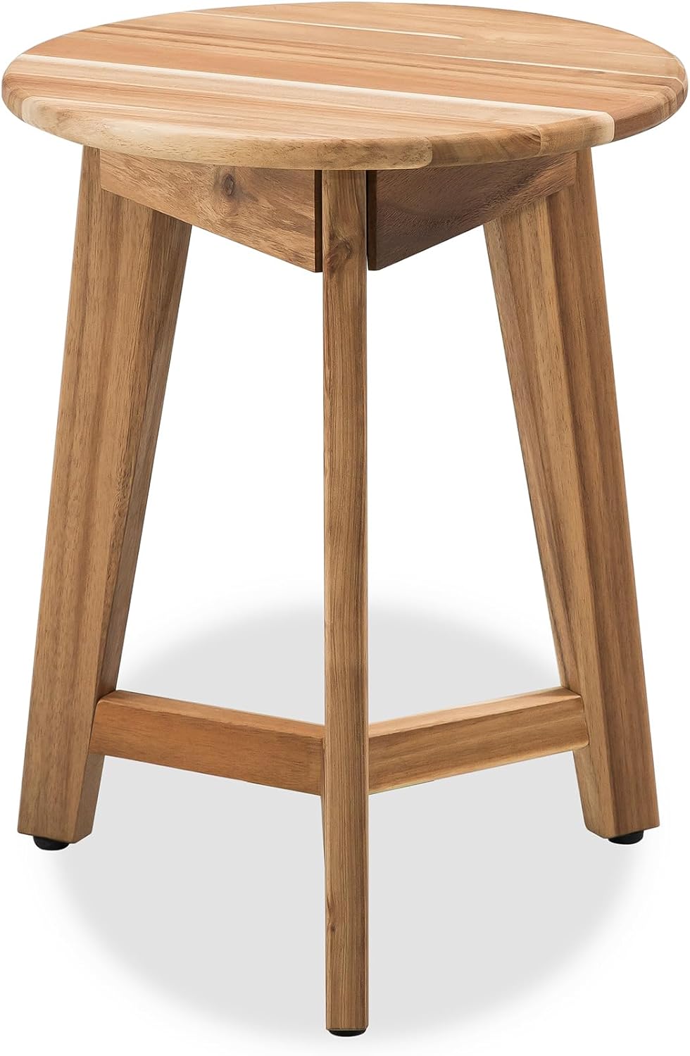 Round Side Table – Acacia Wood End Table for Living Room or Bedroom – Light Natural Wood Finish, Compact Nightstand or Accent Table for Sofas & Beds (13x16 x13 Inches)