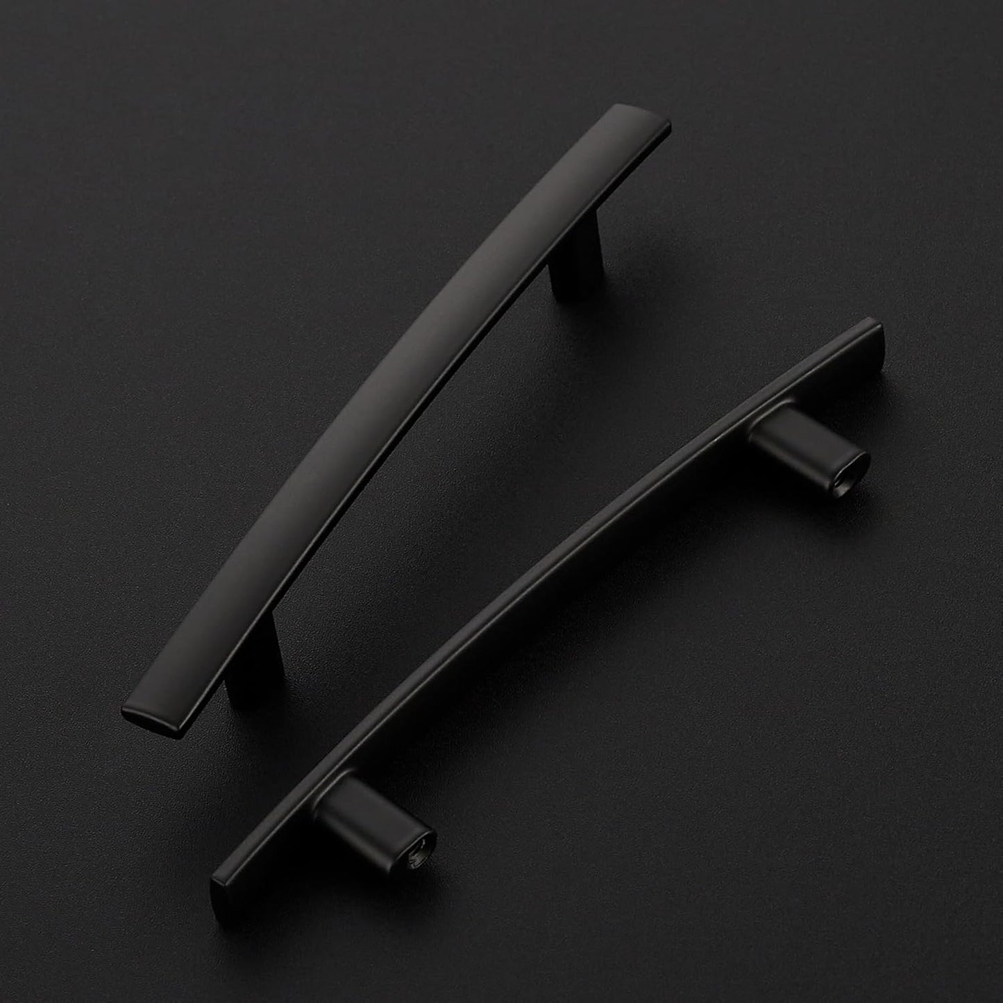 25 Pack Cabinet Handles 4" Hole Center - Curved Cabinet Pulls Black Drawer Pulls for Kitchen Cupboard Solid Hardware for Dresser Drawer Arch Hardware