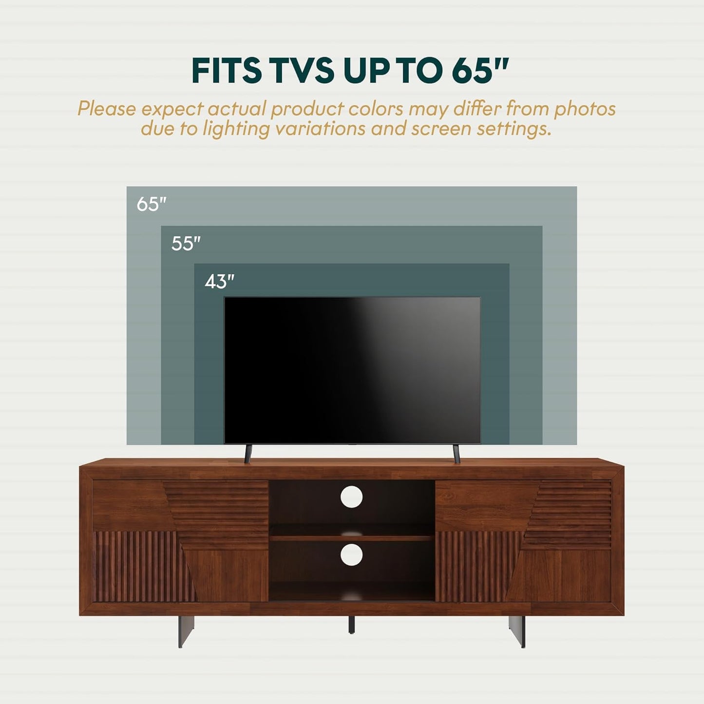 Bme Trapeze TV Stand for Living Room – Wooden Media Console with Storage, Metal Legs, Large Walnut TV Stand for Stylish Home Entertainment Setup