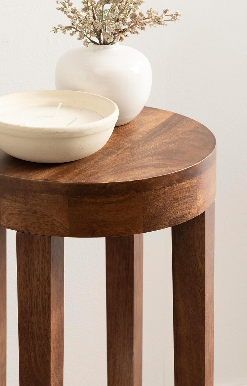 Kate and Laurel Talcott Modern Round Wood Side Table, 12 x 12 x 28, Walnut Brown, Transitional Decorative Two-Tier End Table for Use as a Bedroom Nightstand or Living Room Plant Stand