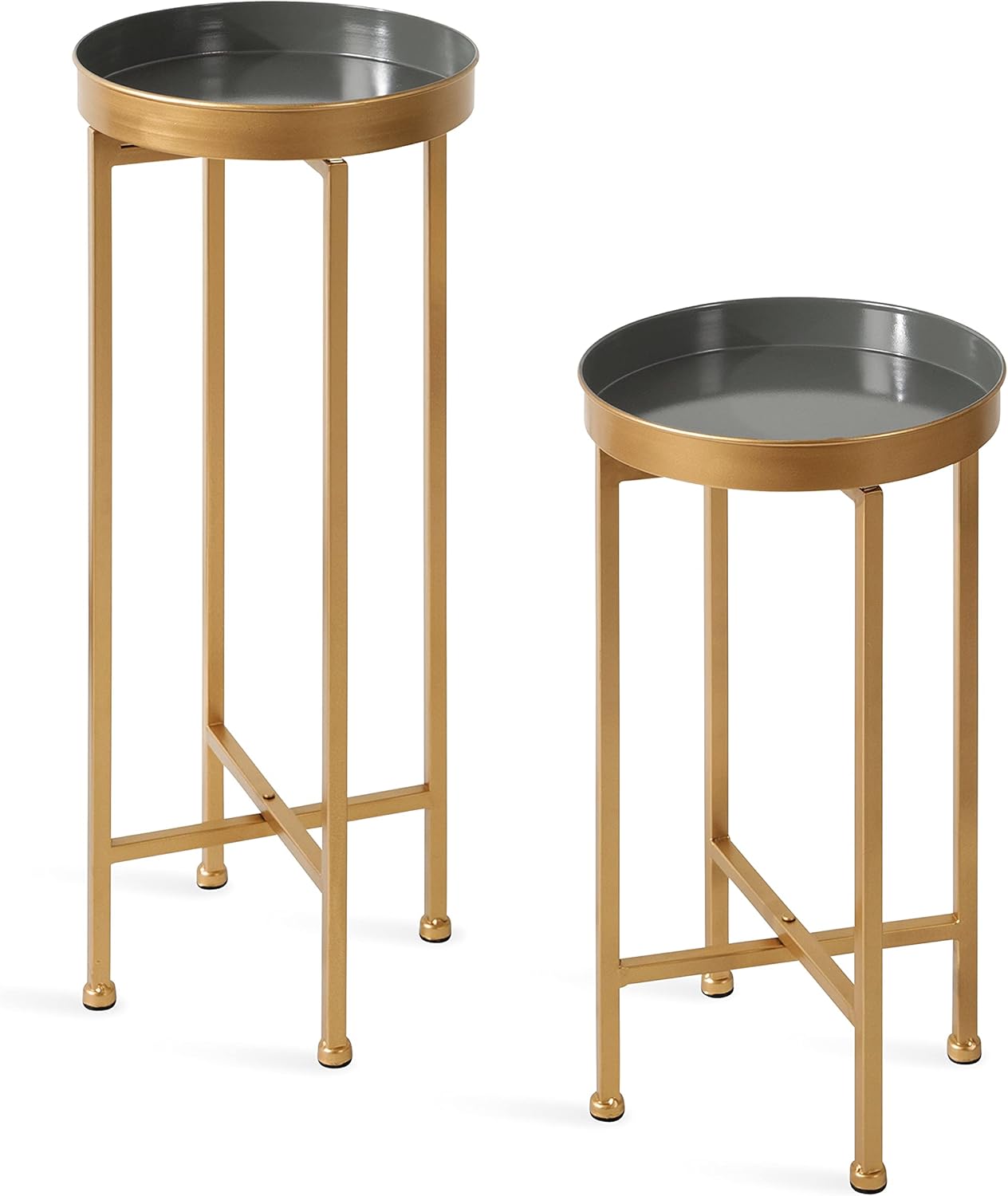 Kate and Laurel Celia Modern Side Table, Set of 2, Gray and Gold, Sophisticated End Tables for Storage and Display