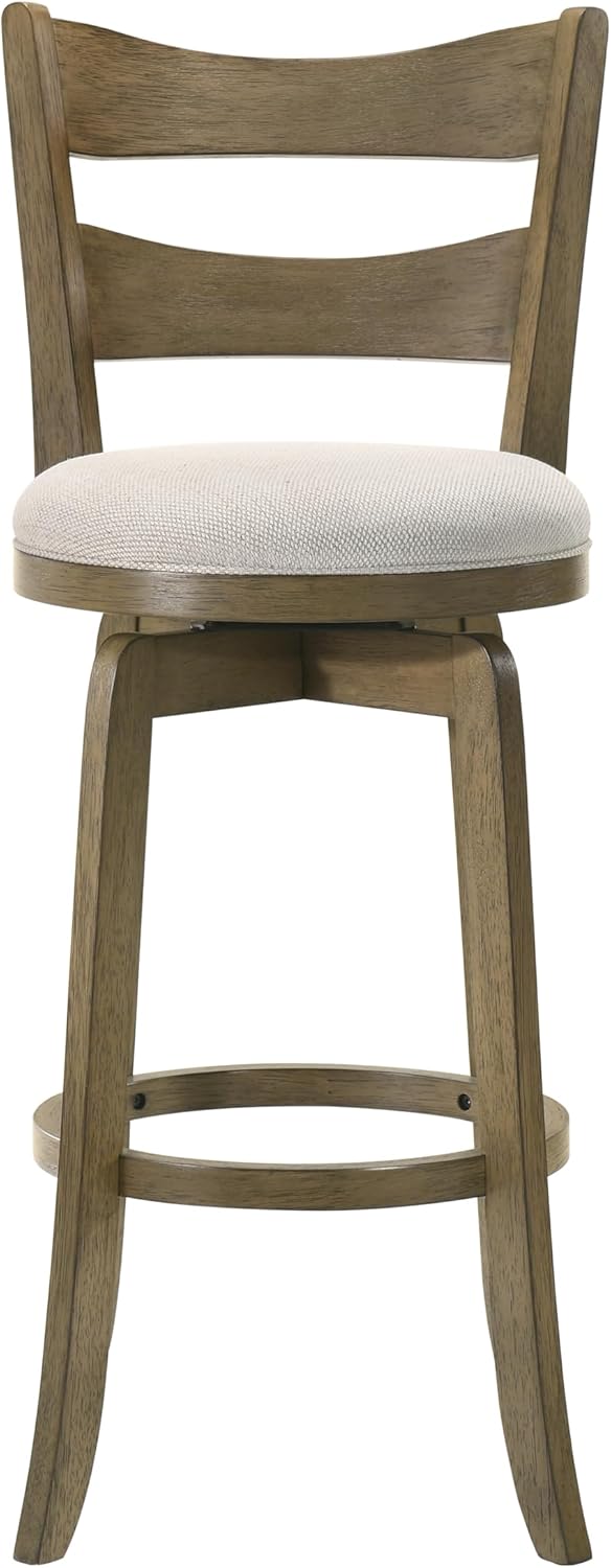 Armen Living Blair 26 in. Putty Brown Counter Height Rubberwood Swivel Barstool with Cream Fabric Seat - Set of 2