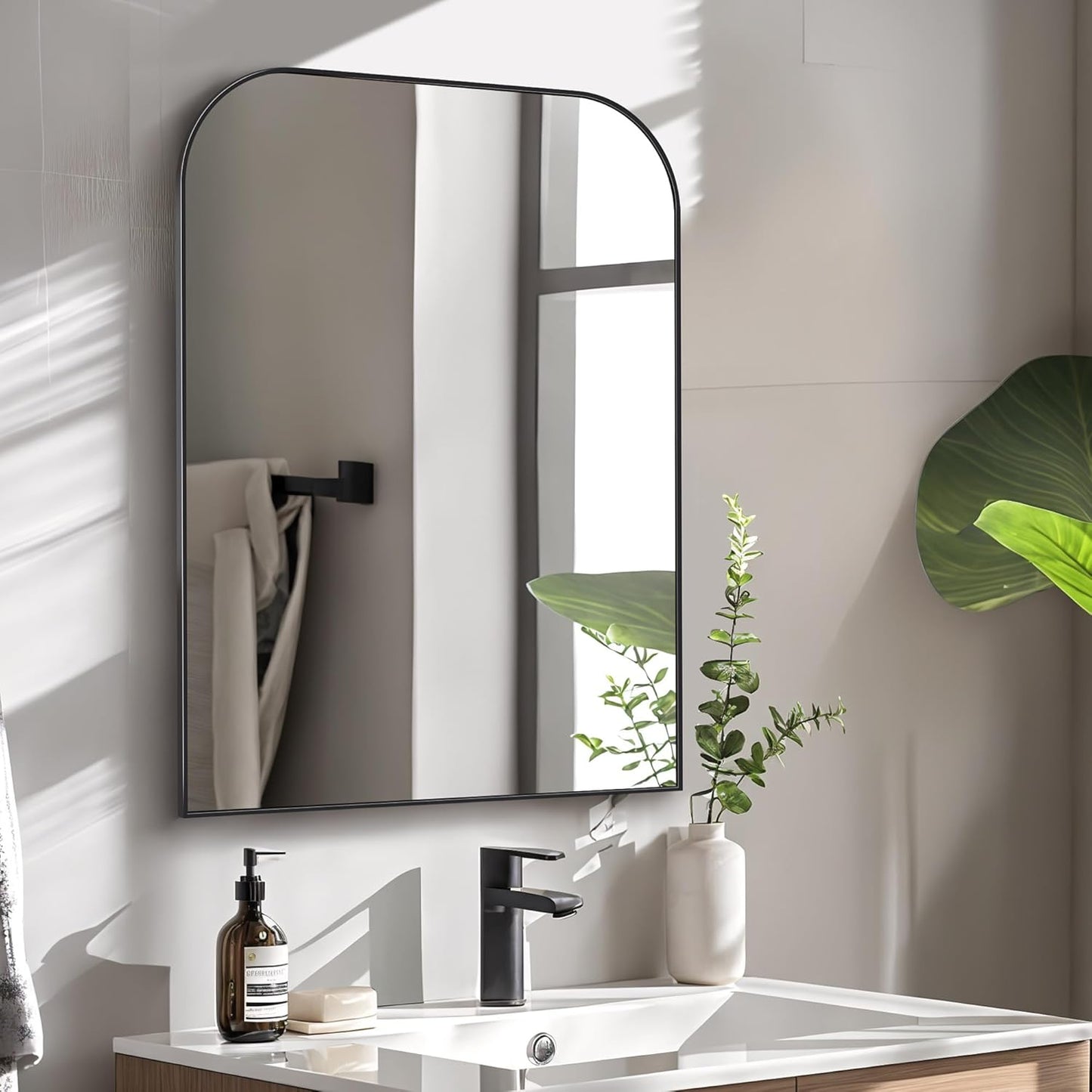 Bathroom Mirror, Wall Mirrors, Black Metal Framed Wall-Mounted Mirrors, Bathroom Vanity Mirror for Over Sink, Living Room, Bedroom, Entryway, 22x30 Inch, Black