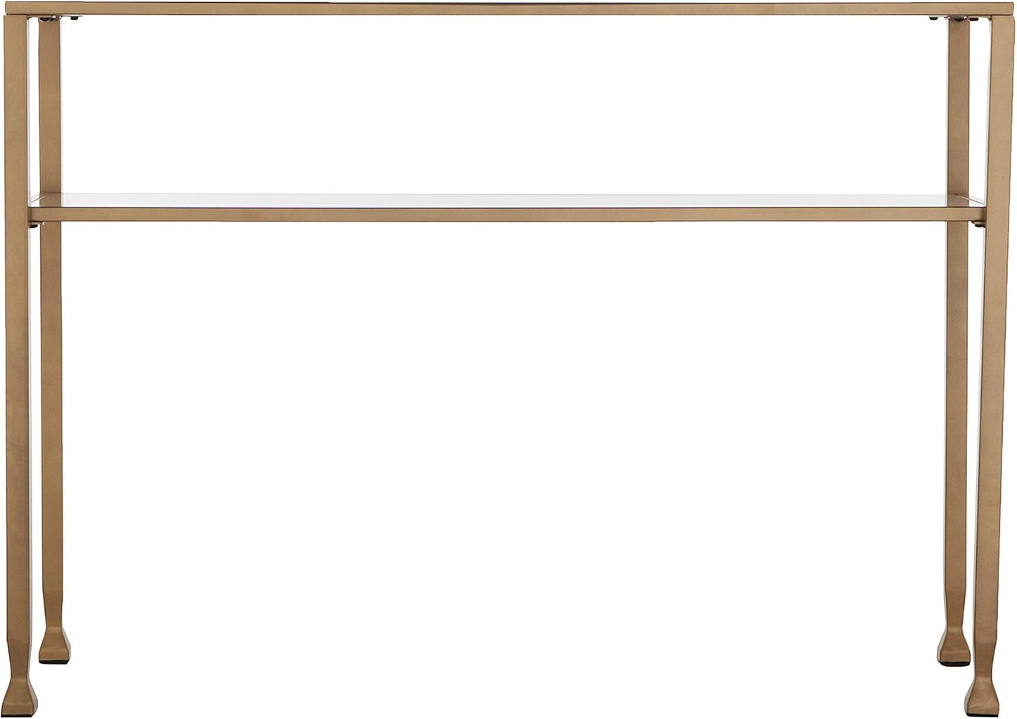 SEI Furniture Jaymes Metal & Glass 2-Tier Console Table, Soft Gold