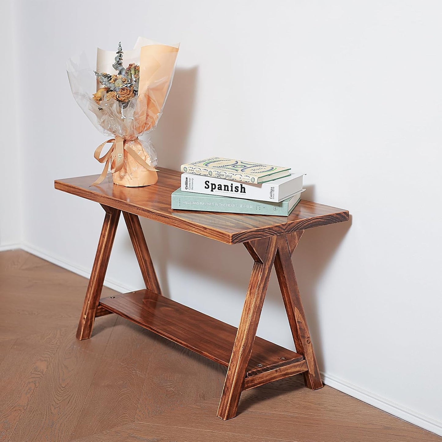 Solid Wood Entryway Bench，Farmhouse Bench for Entryway, Small Wood Benches Indoor for Bedroom, Hallway, Low Bench 30''