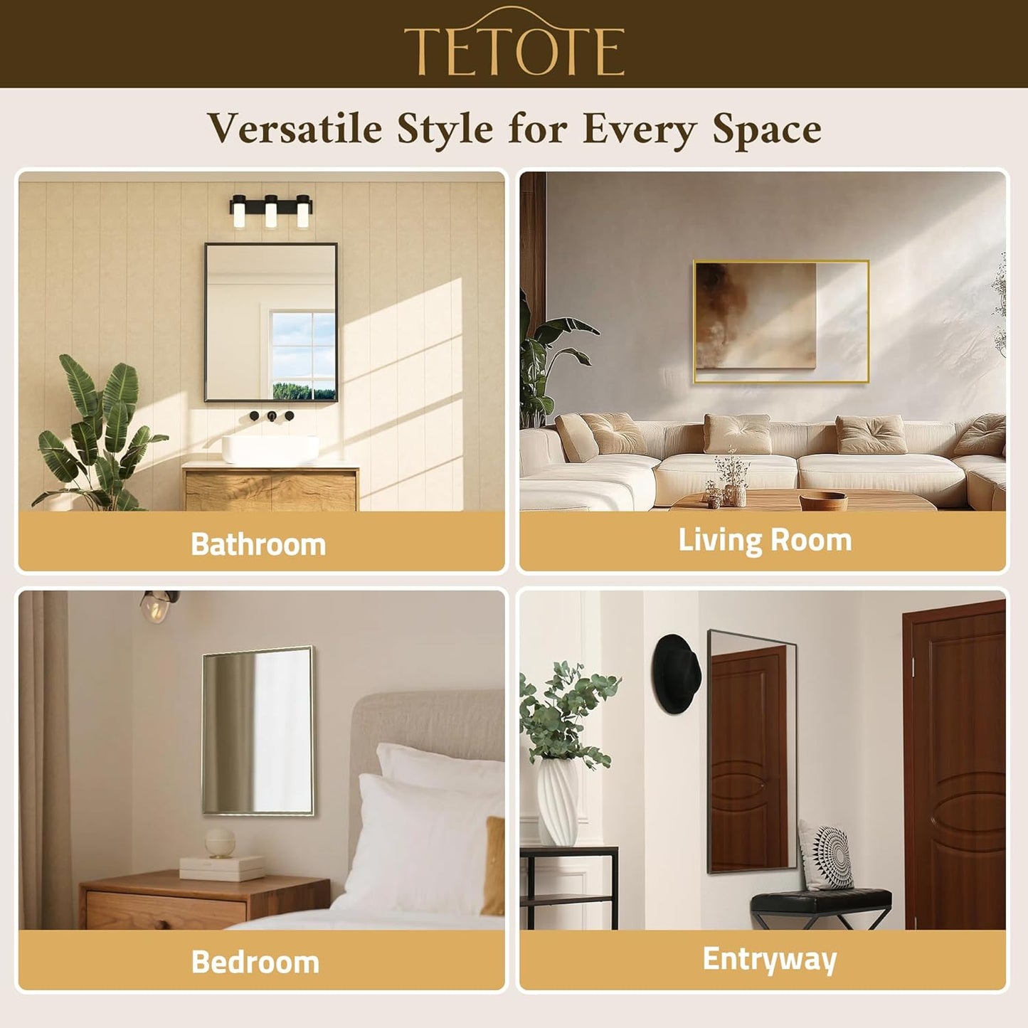 TETOTE Black Bathroom Mirror 24" x 30" Matte Black Rectangle Beveled Framed Bathroom Vanity Mirror for Over Sink, Tempered Glass, Shatterproof, Stronger Frame, Modern Farmhouse Bedroom, Entryway