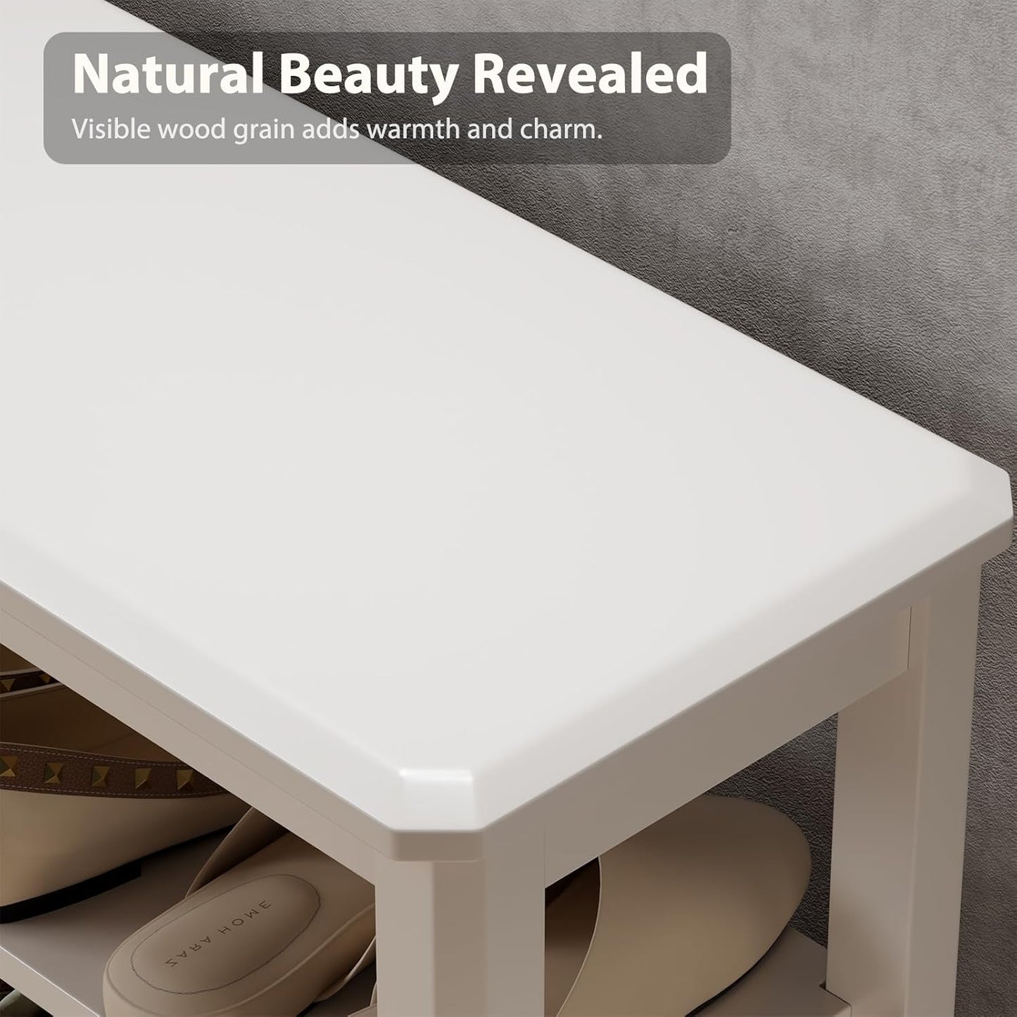 Wood Shoe Rack Bench for Entryway, 2 Tier Shoe Rack for Front Door Entrance, Shoe Bench with Shoe Storage for Entryway, Bedroom, 31.5"