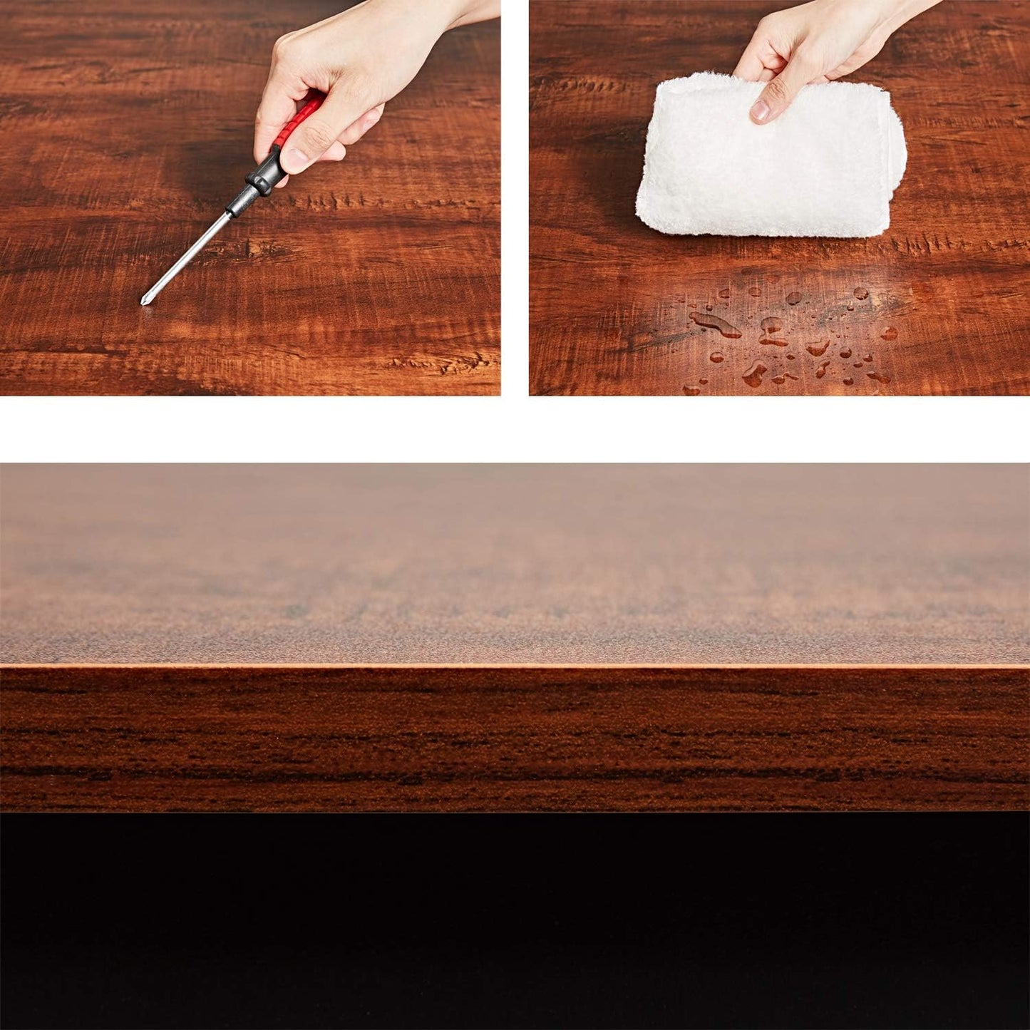 Decoholic 47 Inch Computer Desk, Home & Office PC Laptop Study Writing Table Workstation with Leg Bars, Modern Simple Industrial Style, Rustic Brown