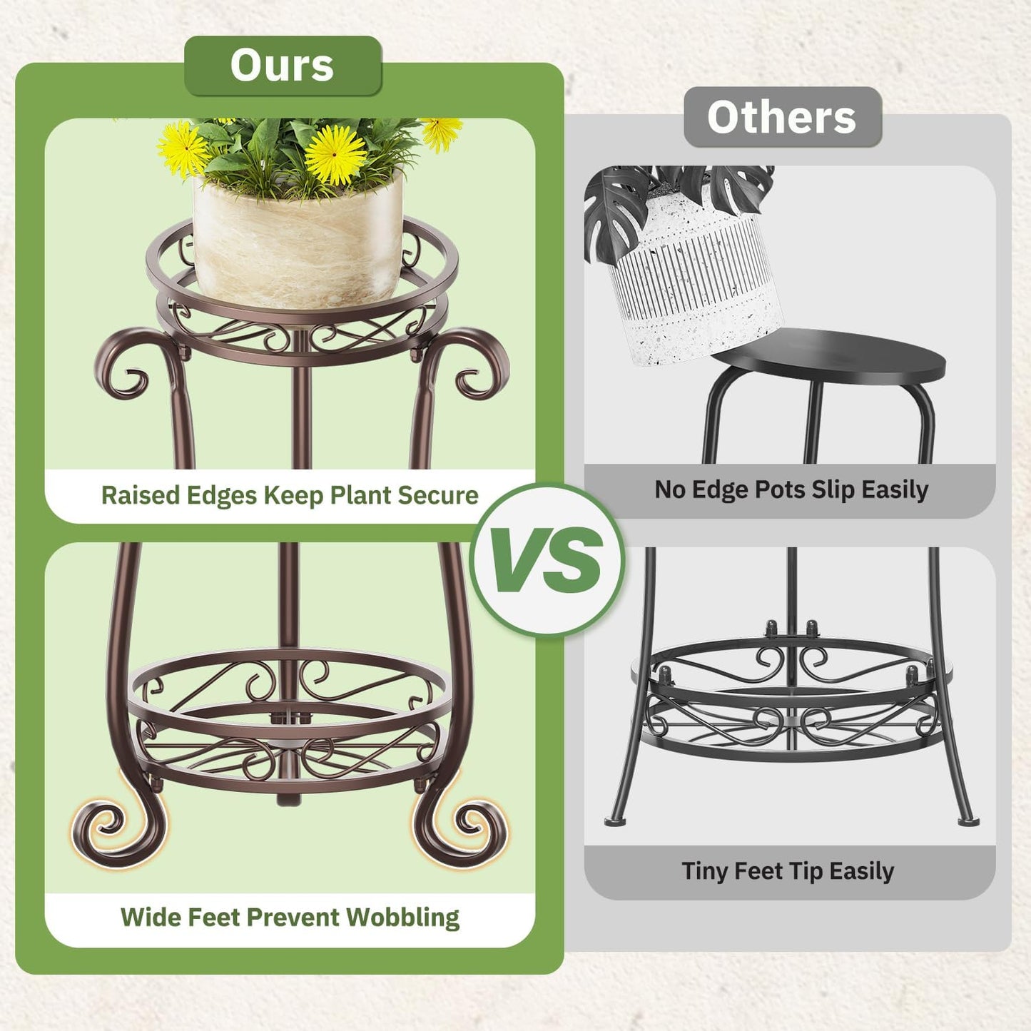 KMOTASUO 3 Tier Metal Plant Stand for Multiple Large Planters Indoor Outdoor Organizer, Heavy Duty Tall Flower Rack for Corner Patio Bathroom Office Corner, Modern Sturdy Vertical Iron Rack, Bronze