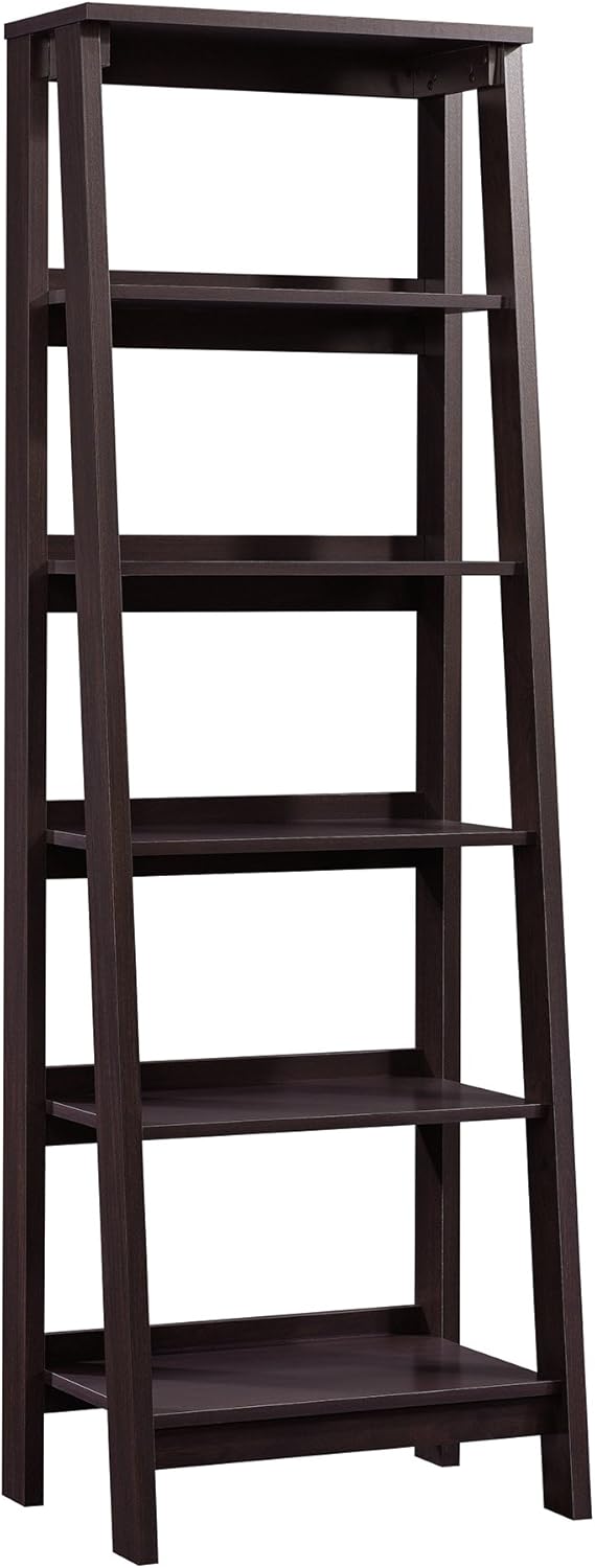 Sauder Trestle 5 Bookcase/Book Shelf, L: 23.54" x W: 16.61" x H: 71.14", Jamocha Wood