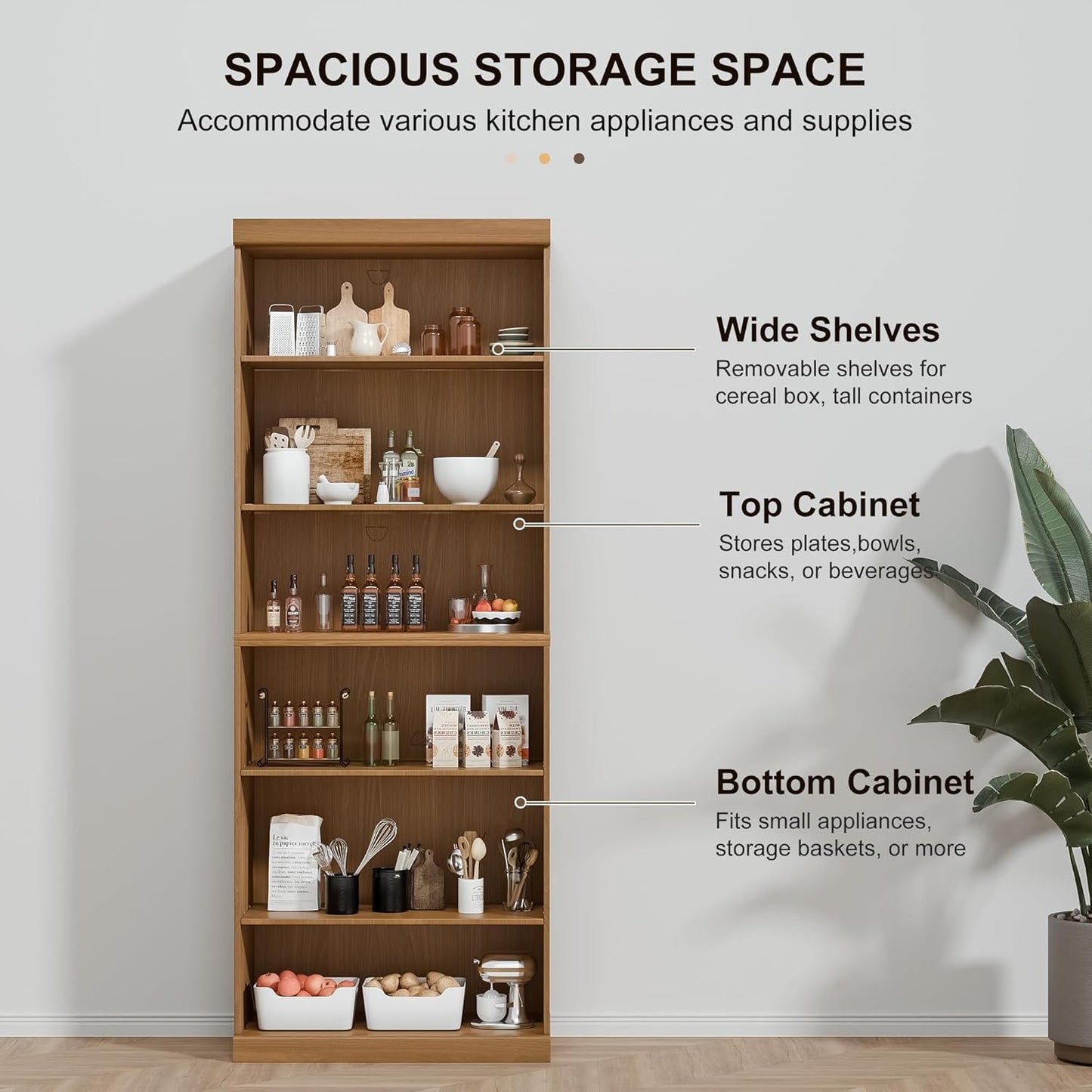 82" Wooden Book Shelf, 5 Shelf Bookcase, Modern Bookshelf with Adjustable Shelf for Home Office, Study Room, Oak