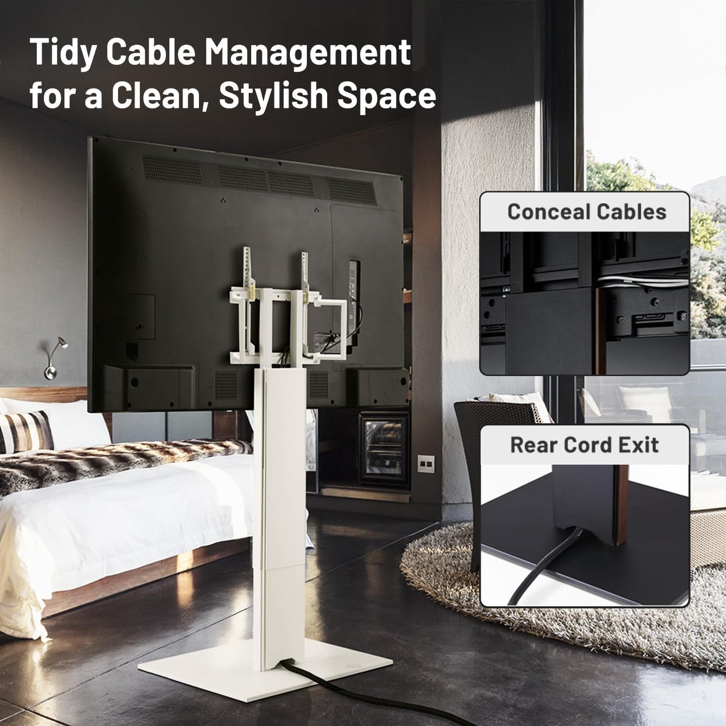 WALL V5 High Type | Minimalist Rolling TV Stand for 32–80 Inch | Satin Black | Portable, Space Saving, Height Adjustable, No Drill | for Living Room and Bedroom | Japan-Engineered Design