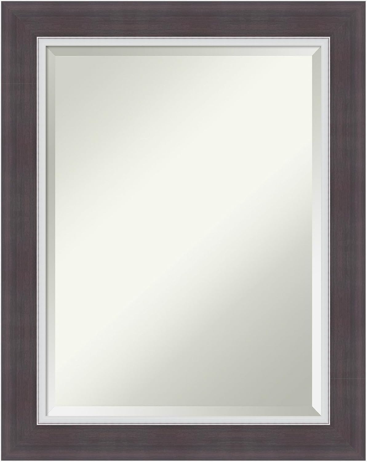 Amanti Art Brown Wall Mirror 30x24 Ellie Brown Silver Rectangle Bathroom Mirror for Wall Decor Living Room, Medium Modern Frame, Hangs Horizonally and Vertically, Bathroom Decor, Beveled Edge