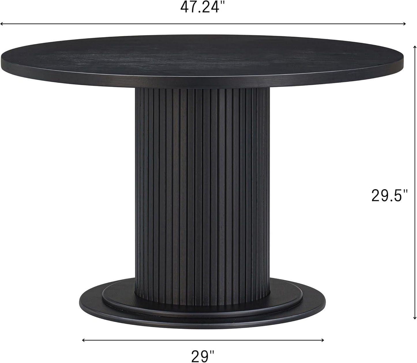 NTC Summit 47 Inch Modern Design, Round Dinner Table for Dining Room, Living Room Furniture, Effortless Assembly, Burnt Black