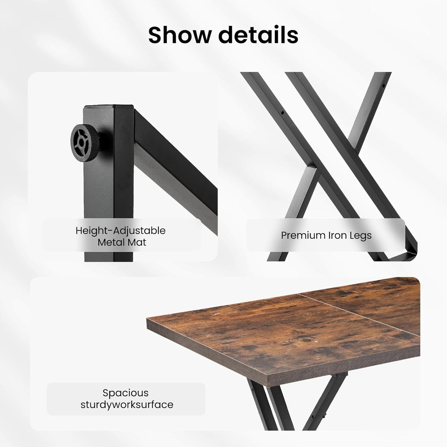 70.9Inch Office Desk, Executive Office Desk，Modern Industrial Style, Z-Shaped Table Legs, Country Black Wood Grain Top, for Home Office, Study, Conference (Iron Wood)