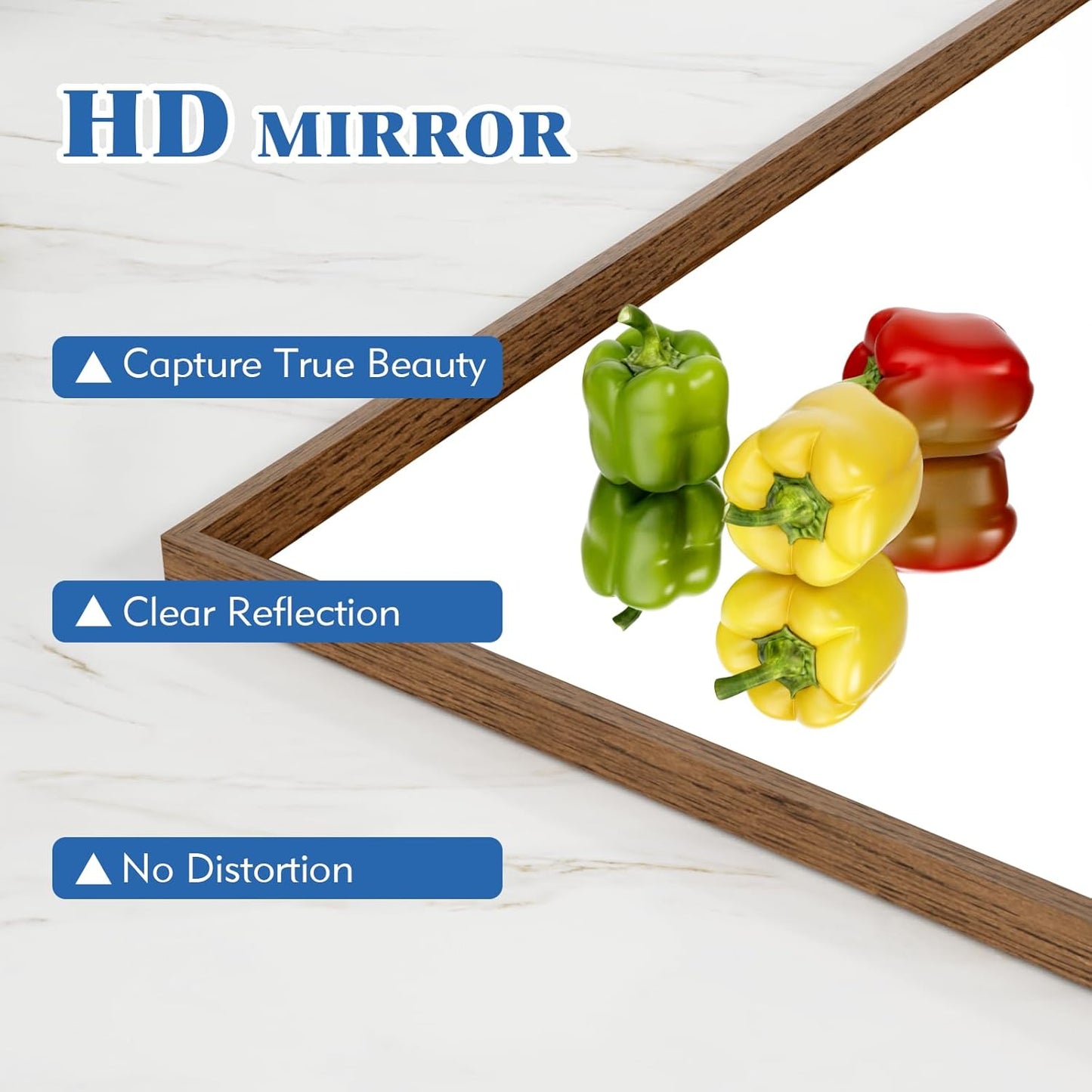 Rectangle Walnut Bathroom Mirror 55x30 Inch, Anti-Rust 4MM Tempered Glass, Modern Vanity Mirror for Bathroom, Horizontal or Vertical Wall Mount