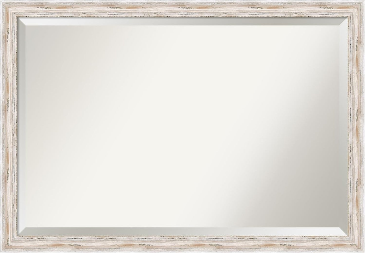 Amanti Art White Bathroom Mirror for Over Sink, 27x39 Alexandria White Wash Narrow Rectangle Vanity Mirror, Large Cottage Wood Frame, Hangs Horizonally and Vertically, Bathroom Wall Decor, Beveled