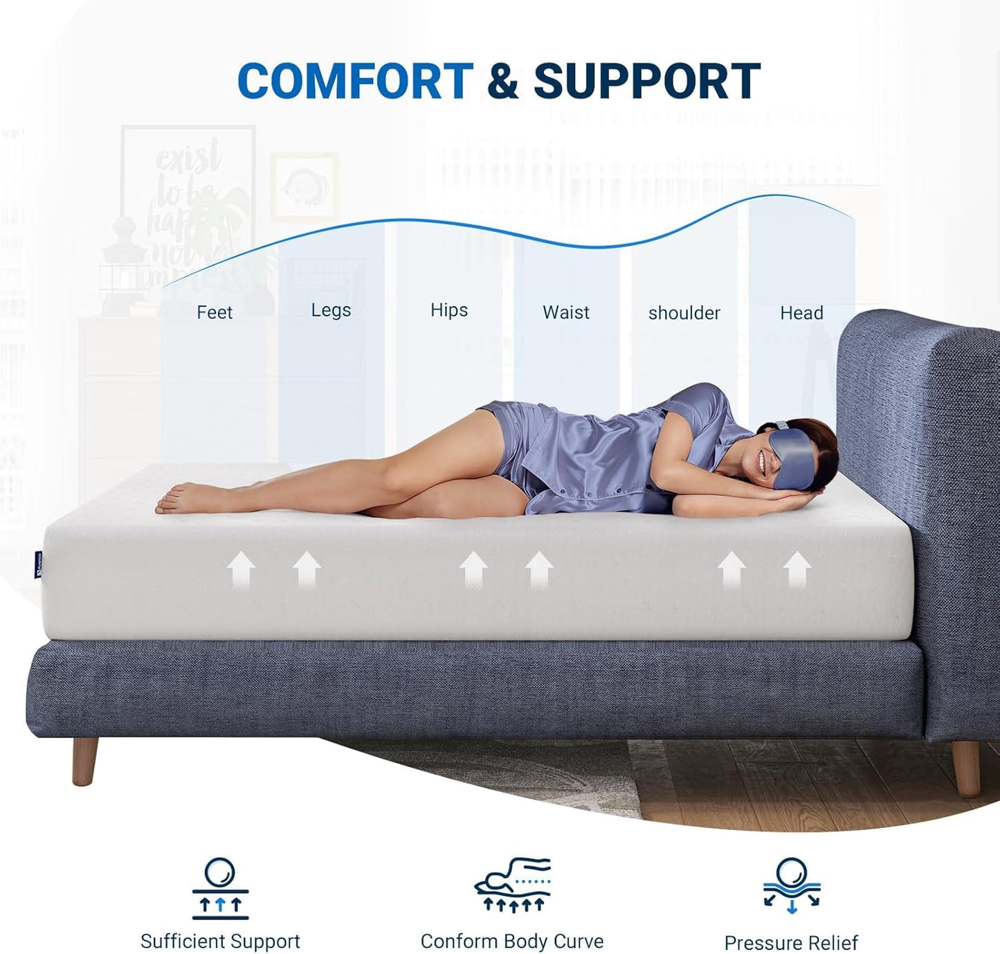 Avenco King Mattress, 10 Inch Bamboo Charcoal King Size Memory Foam Mattress in a Box for Pain Relief & Cooling Sleep, CertiPUR-US Certified King Bed Mattress, White