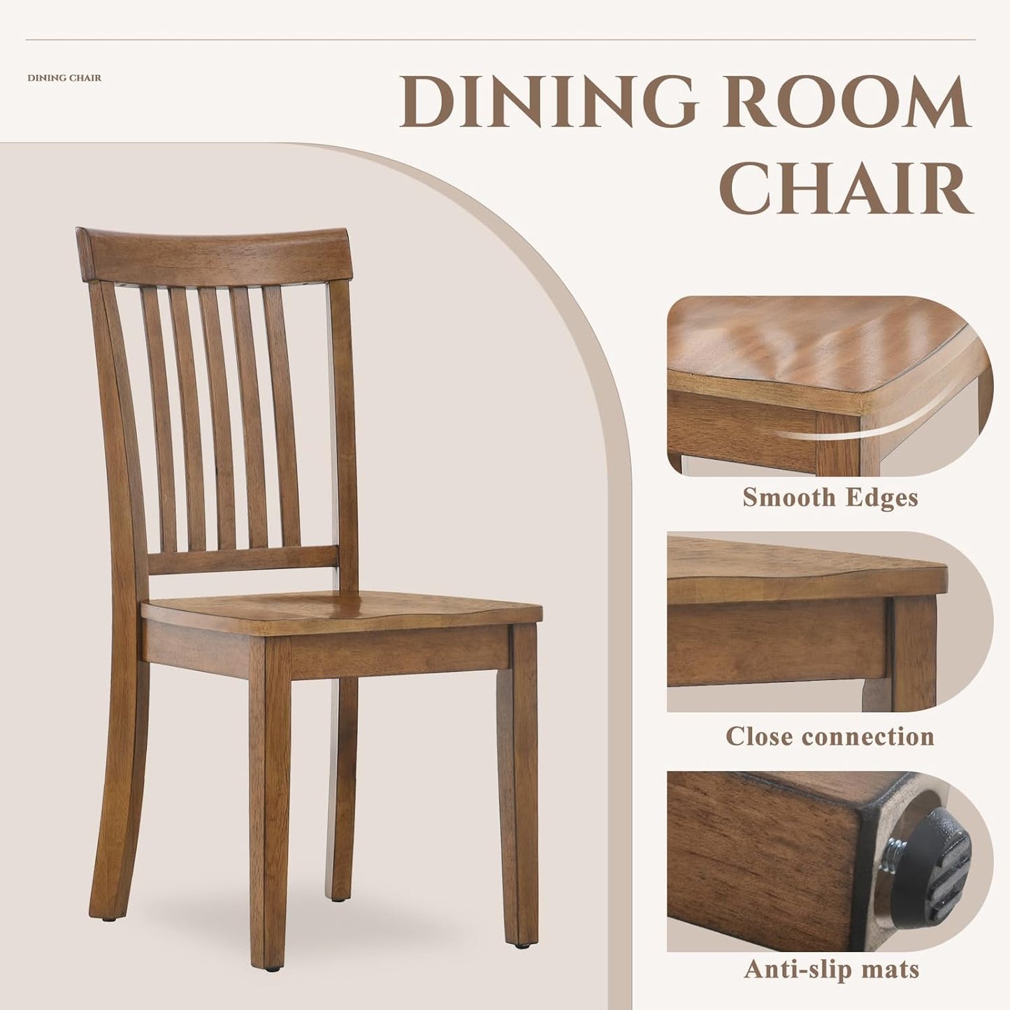 COLAMY Wooden Dining Room Chairs Set of 6, Spindle High Back Windsor Kitchen Side Chair, Farmhouse Dining Chairs for Kitchen, Dining Room, Light Brown