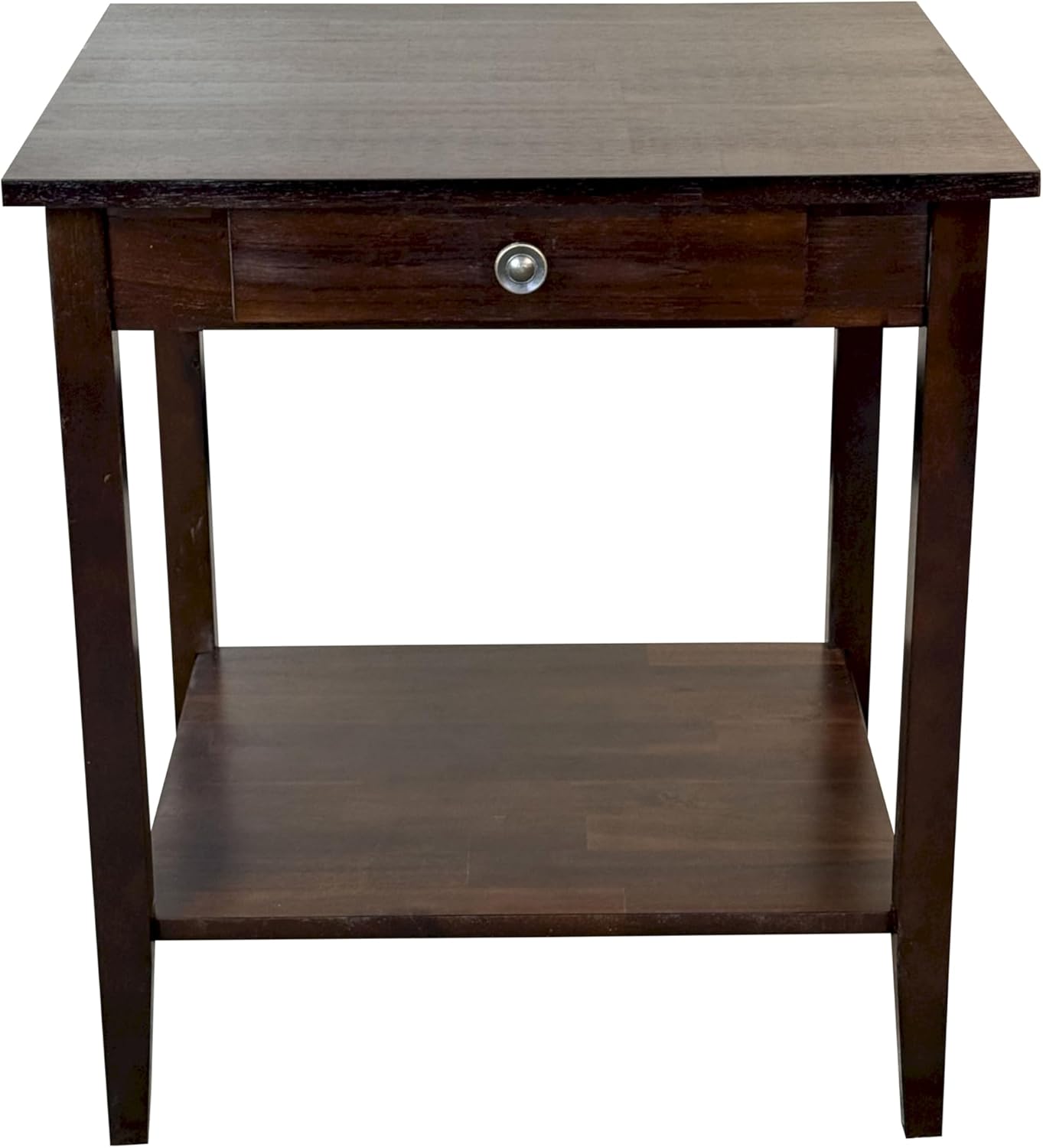 2-Tier Solid Acacia End Table w/Drawer