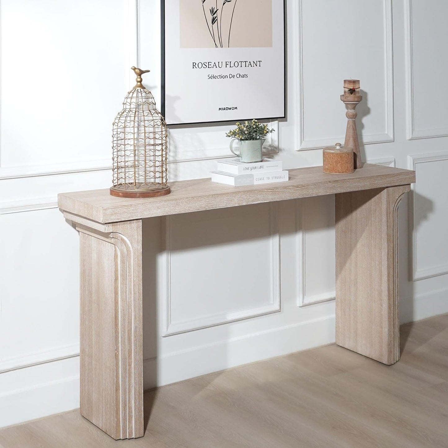 KEIKI Wood Entryway Console Table Behind Couch & Sofa, Modern Minimalist Style for Entrance, Hallway, Living Room, Natural