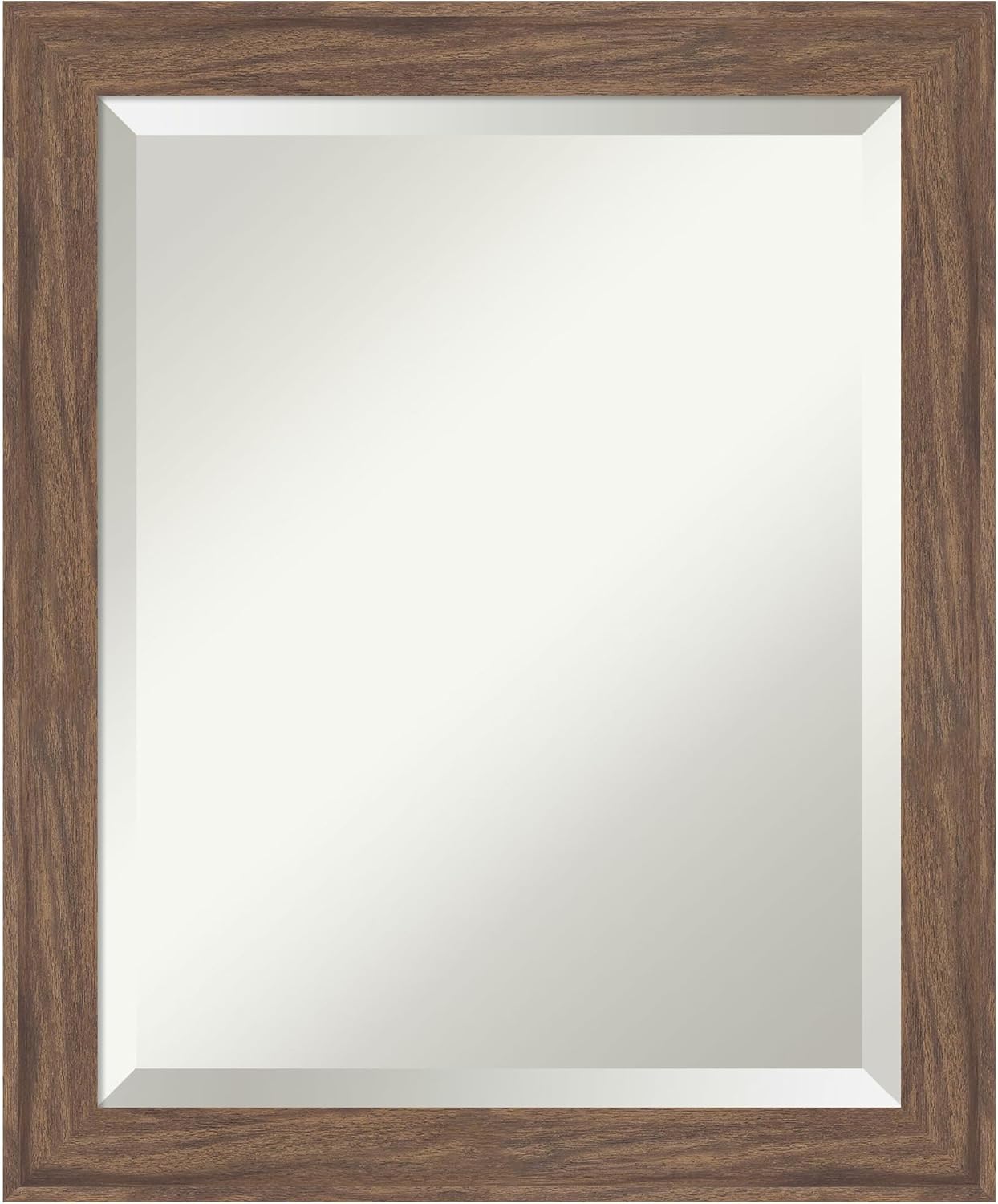 Amanti Art Brown Wall Mirror 23x19 Pia Medium Brown Narrow Rectangle Bathroom Mirror for Wall Decor Living Room, Small Casual Frame, Hangs Horizonally and Vertically, Bathroom Decor, Beveled Edge