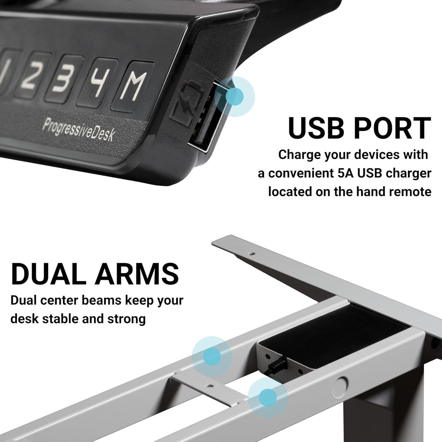 Progressive Desk Stand Up Adjustable Height Electric Standing Desk - 60"x30" Dual Motor, Computer Workstation Sit Stand Table for Home Office - Light Walnut, White Frame
