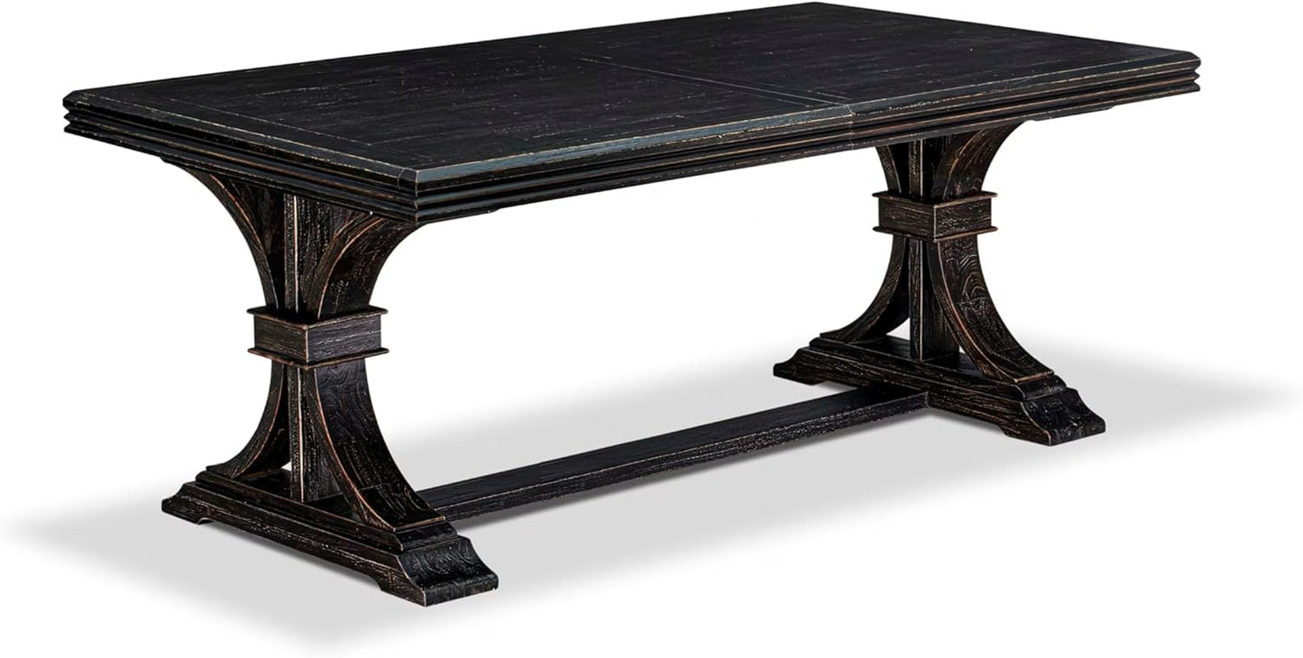 NEMA9-SBB-34 9-pc Modern Dining Set Consists of a Mid Century Dining Table and 8 Dark Grey Polyester Chairs with Button Tufted Back, 44x100 Inch, Sand Blasting Black