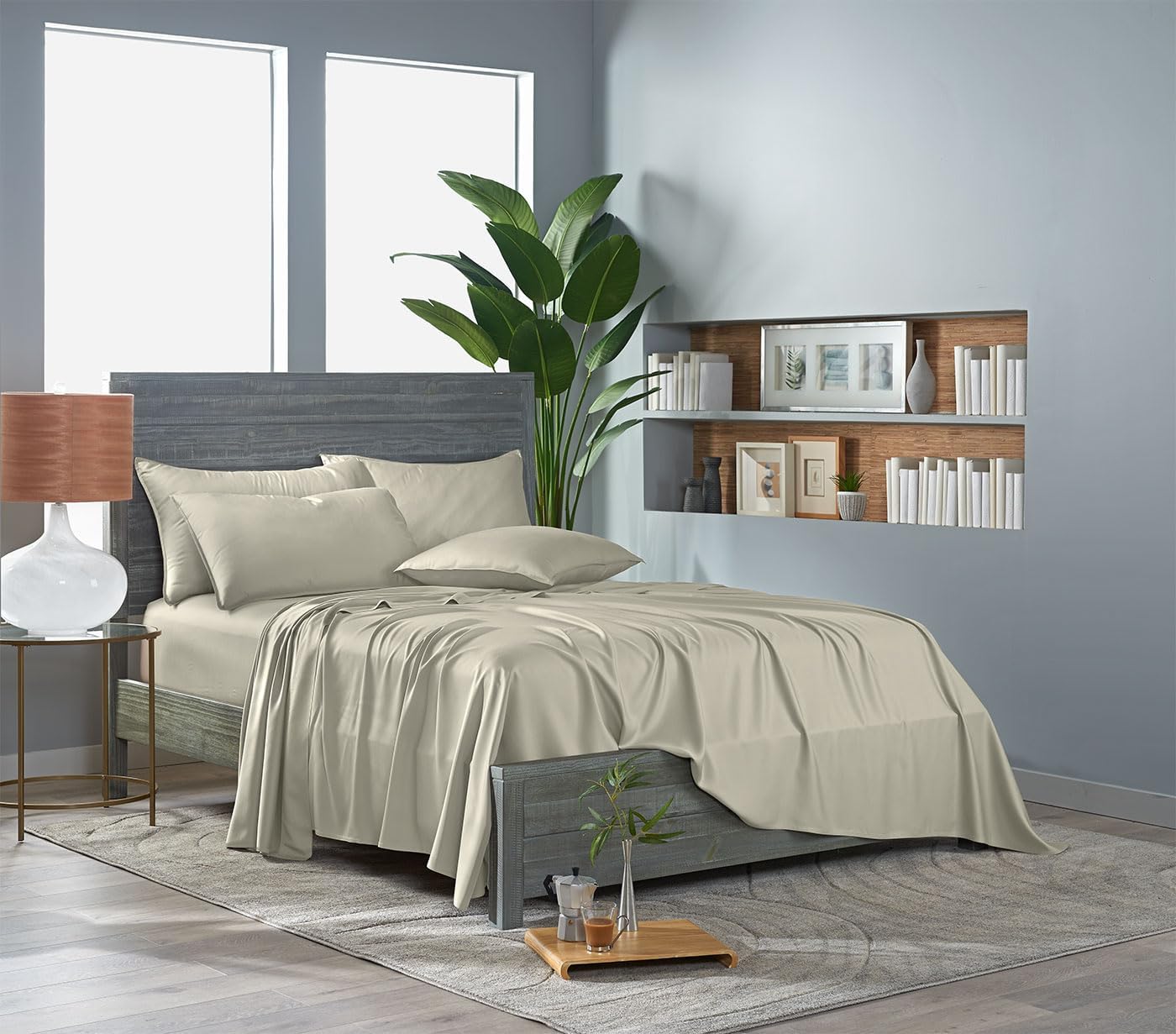 Pure Bamboo California King Sheets, Genuine 100% Organic Viscose Derived from Bamboo Bed Sheet Set, Soft & Cooling, Double Stitching, Lifetime Quality Promise (California King, Birch)