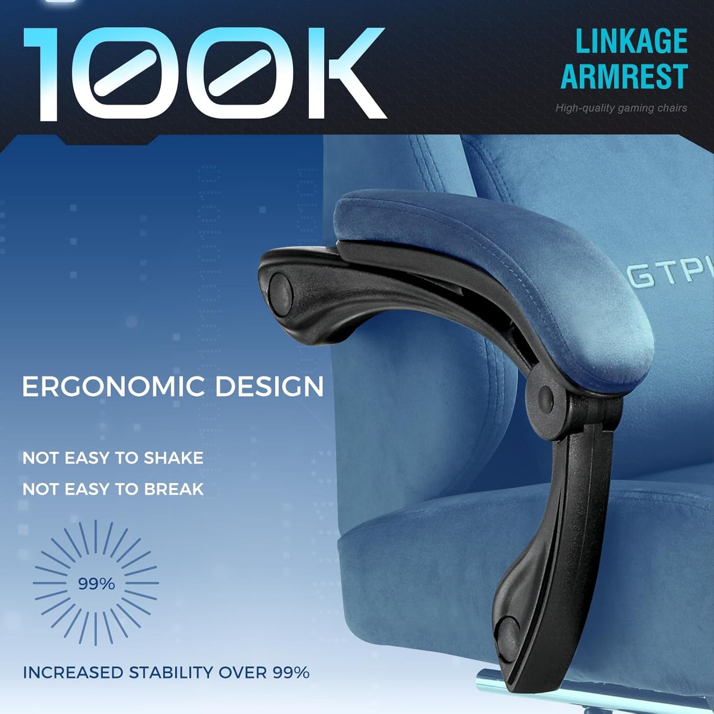 GTPLAYER Gaming Chair Fabric with Pocket Spring Cushion, Big and Tall Gamings Chairs 350LBS High Back Computer Chair with Footrest for Adults Lumbar Support Swivel Game Chair for Office Gaming Blue