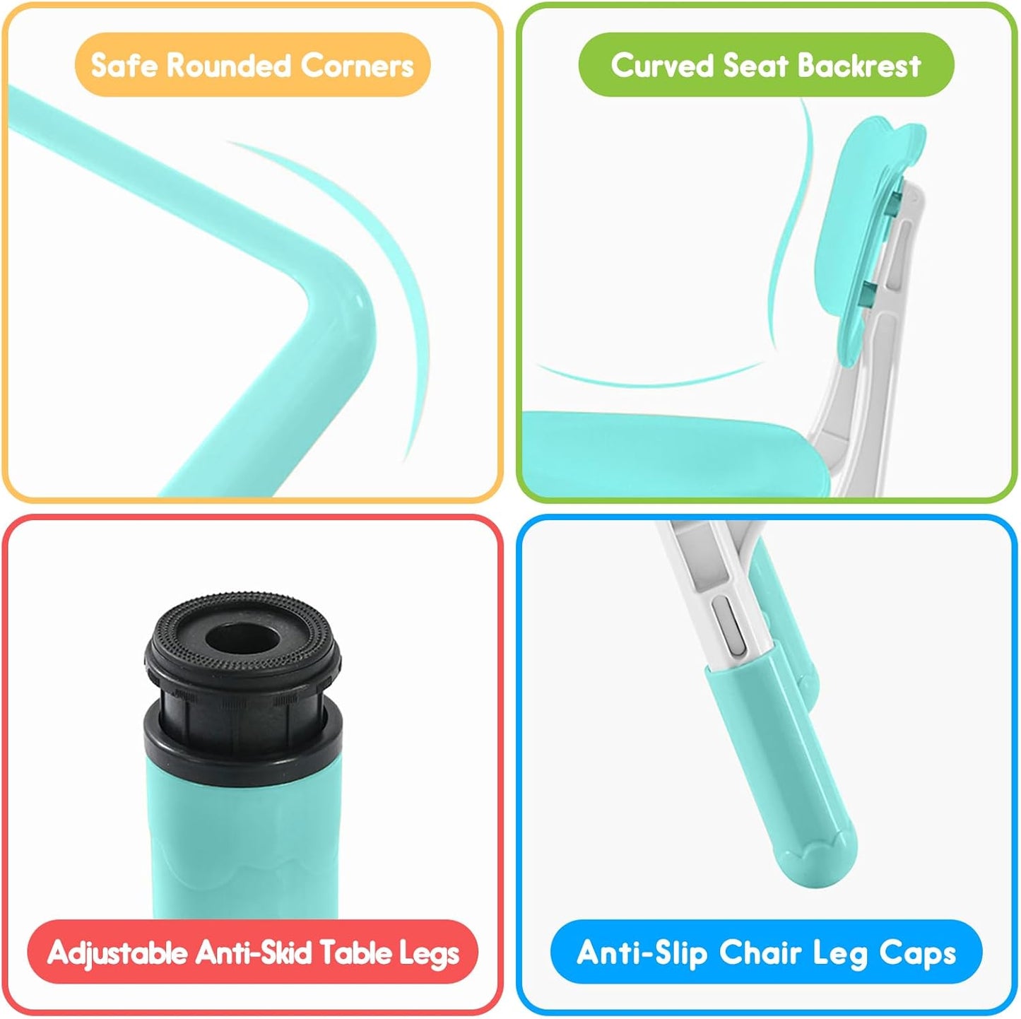 Kids Table and Chairs Set, Height Adjustable Desk With 6 Seats for Ages 2-12,Arts & Crafts Table,Graffiti Desktop, Non-Slip Legs, Max 300lbs, Children Multi-Activity Table for Classrooms,Daycares,Home