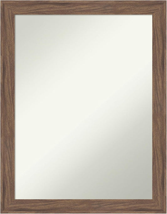 Amanti Art Brown Bathroom Mirror for Over Sink, 27x21 Pia Medium Brown Narrow Rectangle Vanity Mirror, Medium Casual Frame, Hangs Horizonally and Vertically, Bathroom Wall Decor, Non-Beveled Edge