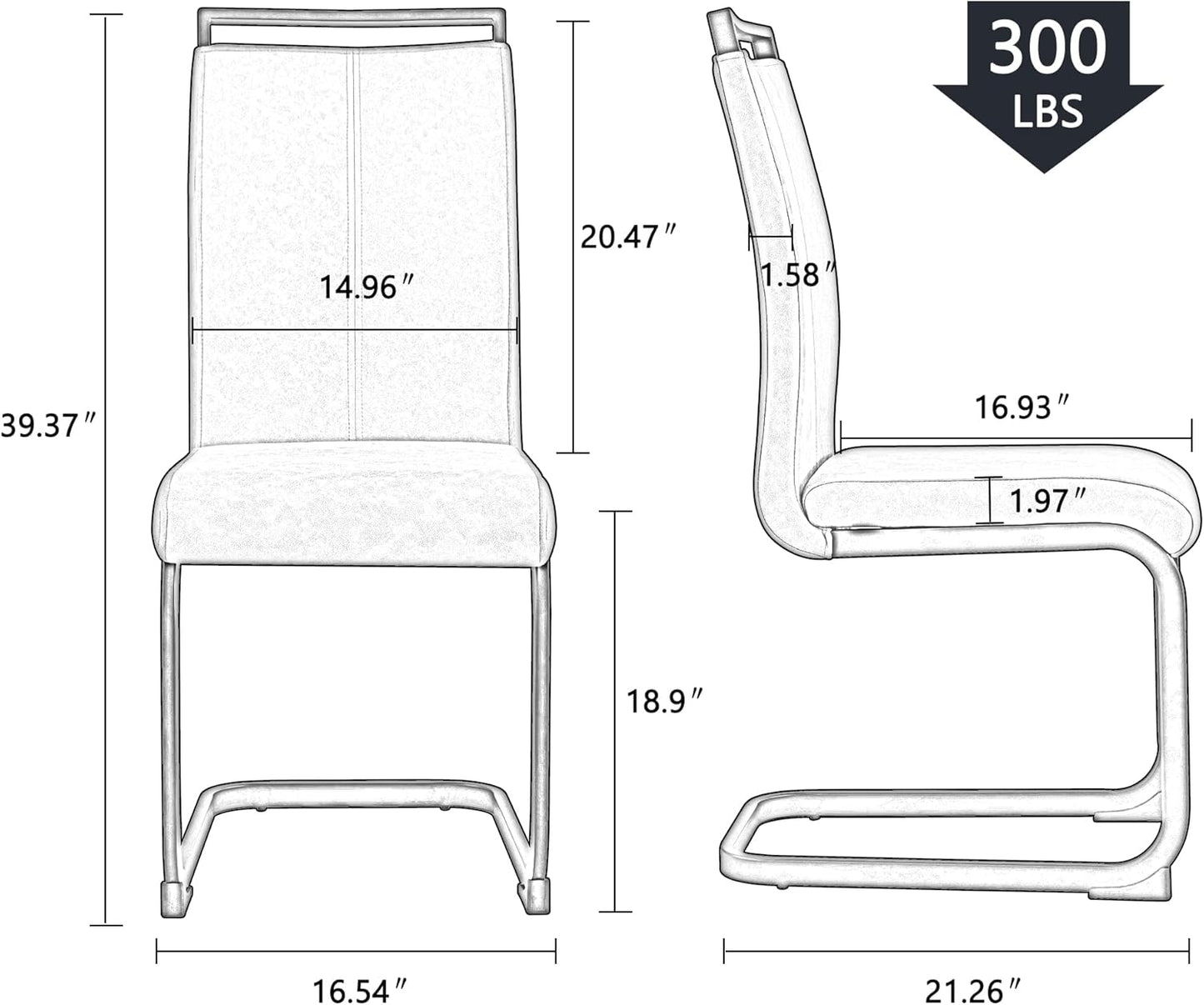 Dining Chairs Set of 8, Faux Leather with Plated Chrome Metal Frame, Modern Kitchen Chairs with Padded Seat High Back for Dining Room, Kitchen, Living Room