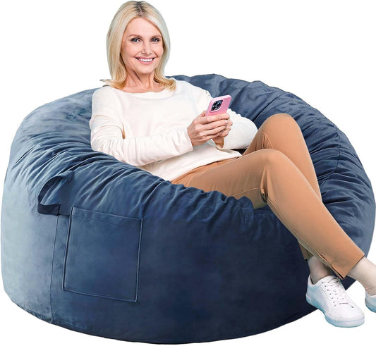 Bean Bag Chairs, Memory Foam Stuffing Bean Bag Chair for Adults/Teens/Kids, Velvet Lazy Sofa Furniture with Removable High-Rebound Memory Foam for Living Room Bedroom College Dorm