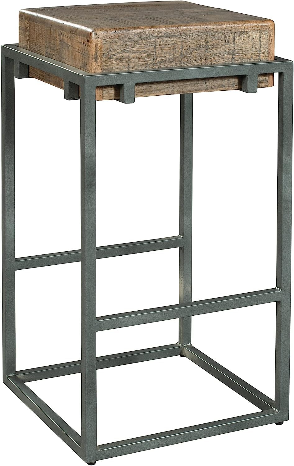 Hekman Pub Stool - Wooden Bar Height Chair with Iron Frame, Backless Kitchen Counter Seat, Solid Acacia Top, Durable Metal Legs with Footrests, Modern Farmhouse Home Furniture, Stylish Bar Seating