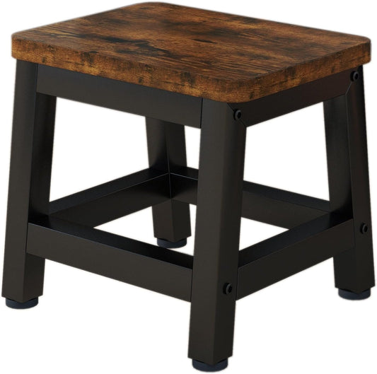 IBUYKE Small Step Stool for Adults Kids, Wooden Bedside Step Stool for High Beds, Non-Slip Stepping Foot Stool with 330 Lbs Capacity for Bedroom Livingroom Bathroom Kitchen, Rustic Brown TBD003H