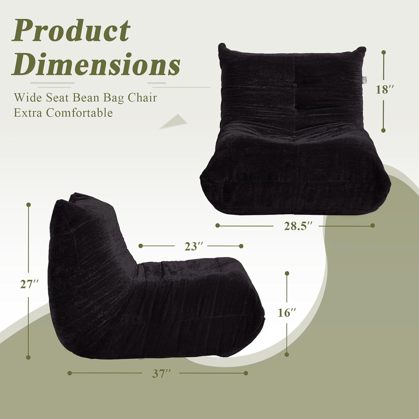 Bean Bag Chair, Fireside Chair Big Bean Bag Sofa for Adults/Teens, Memory Foam Bean Bag Gaming Chairs with Comfy Design & Premium Fabric, Lazy Floor Sofa for Living Room, Bedroom, Dark Gray