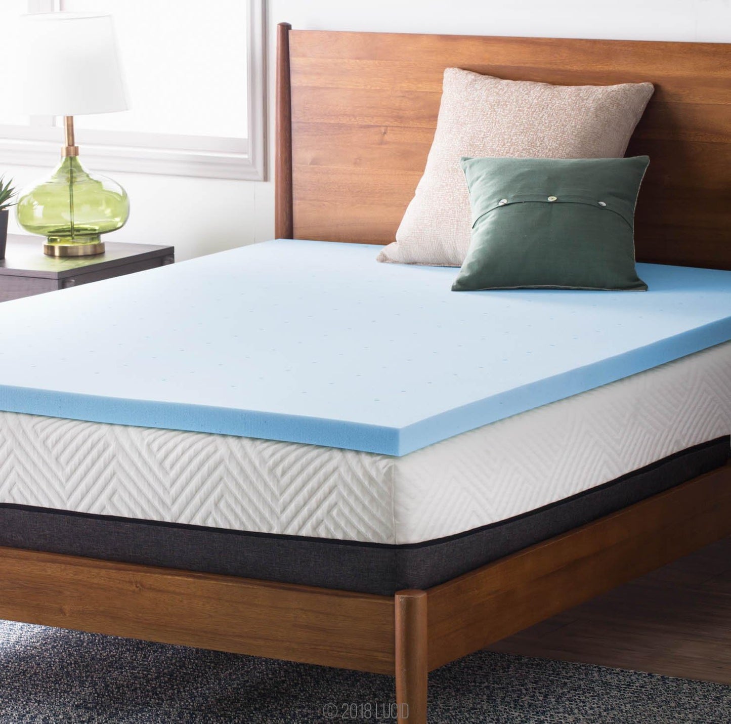 LUCID 2-Inch Ventilated Gel Infused Memory Foam Mattress Topper - King